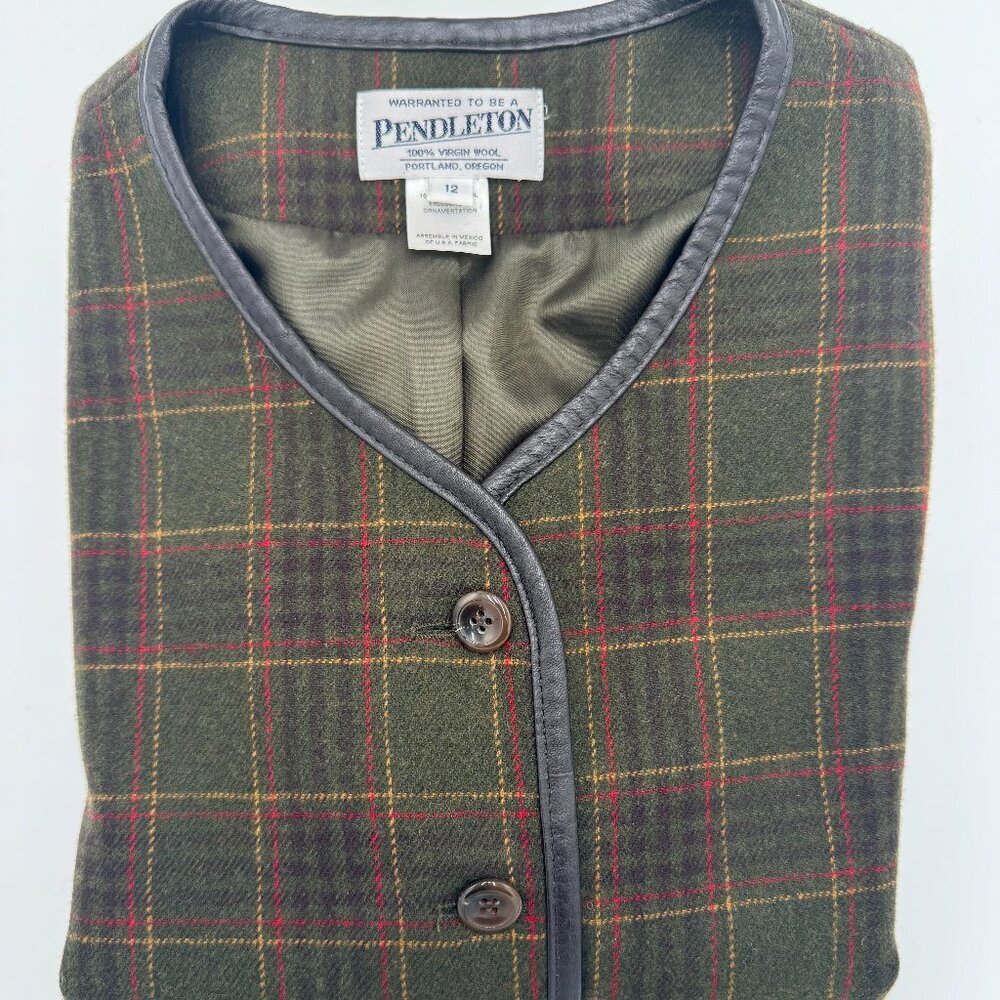 Pendleton Wool Green Plaid Lined Jacket Blazer Fa… - image 7